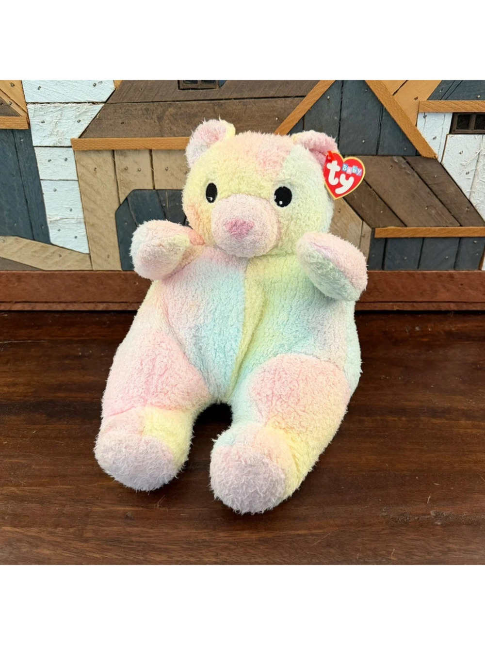 Vintage 1999 Ty Pillow Pals Bearbaby Pastel Tie Dye Plush Rattle